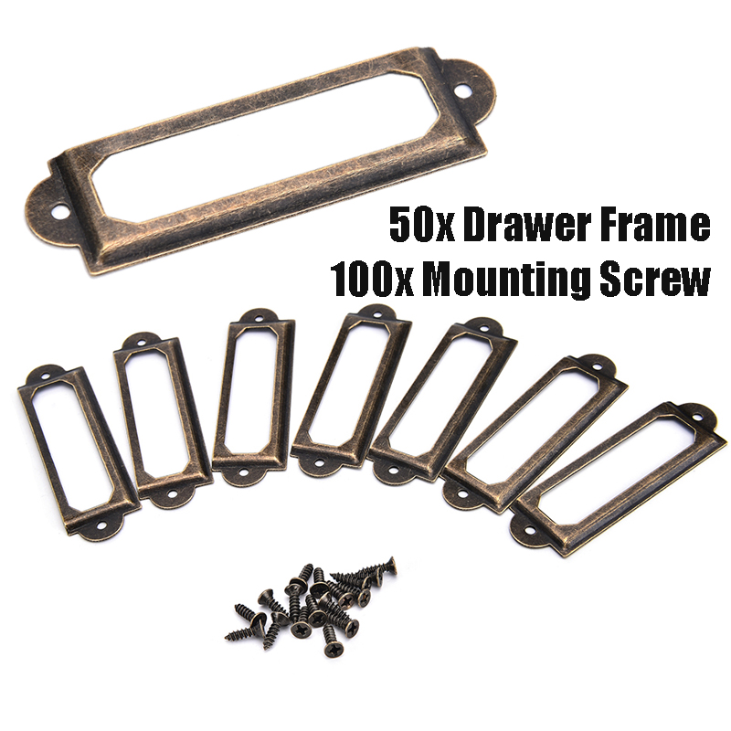 Woodworking Names - 50pcs Antique Brass Metal Label Pull