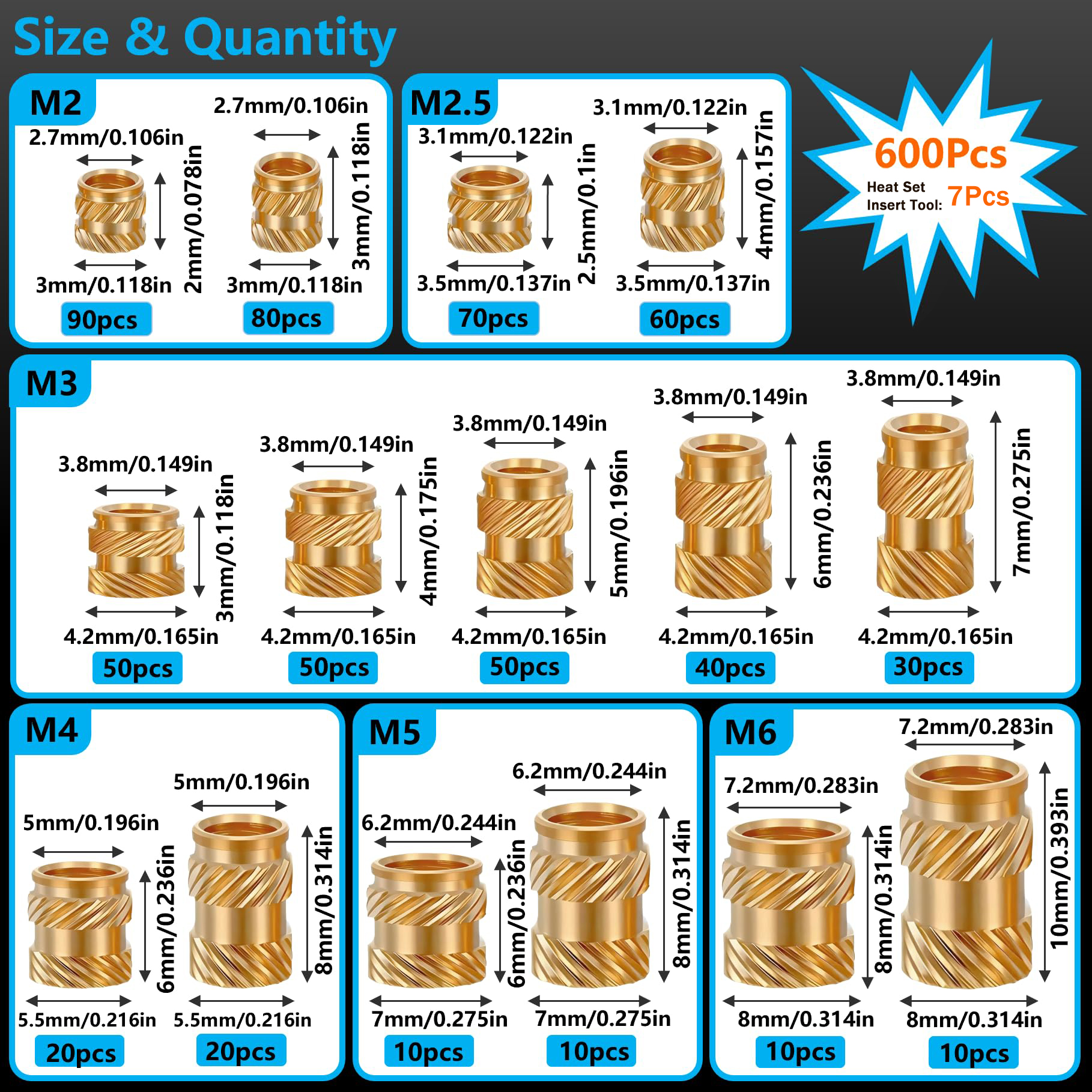 600Pcs M2-M6 Brass Threaded In – обзор и цена Woodworking Tool Stores