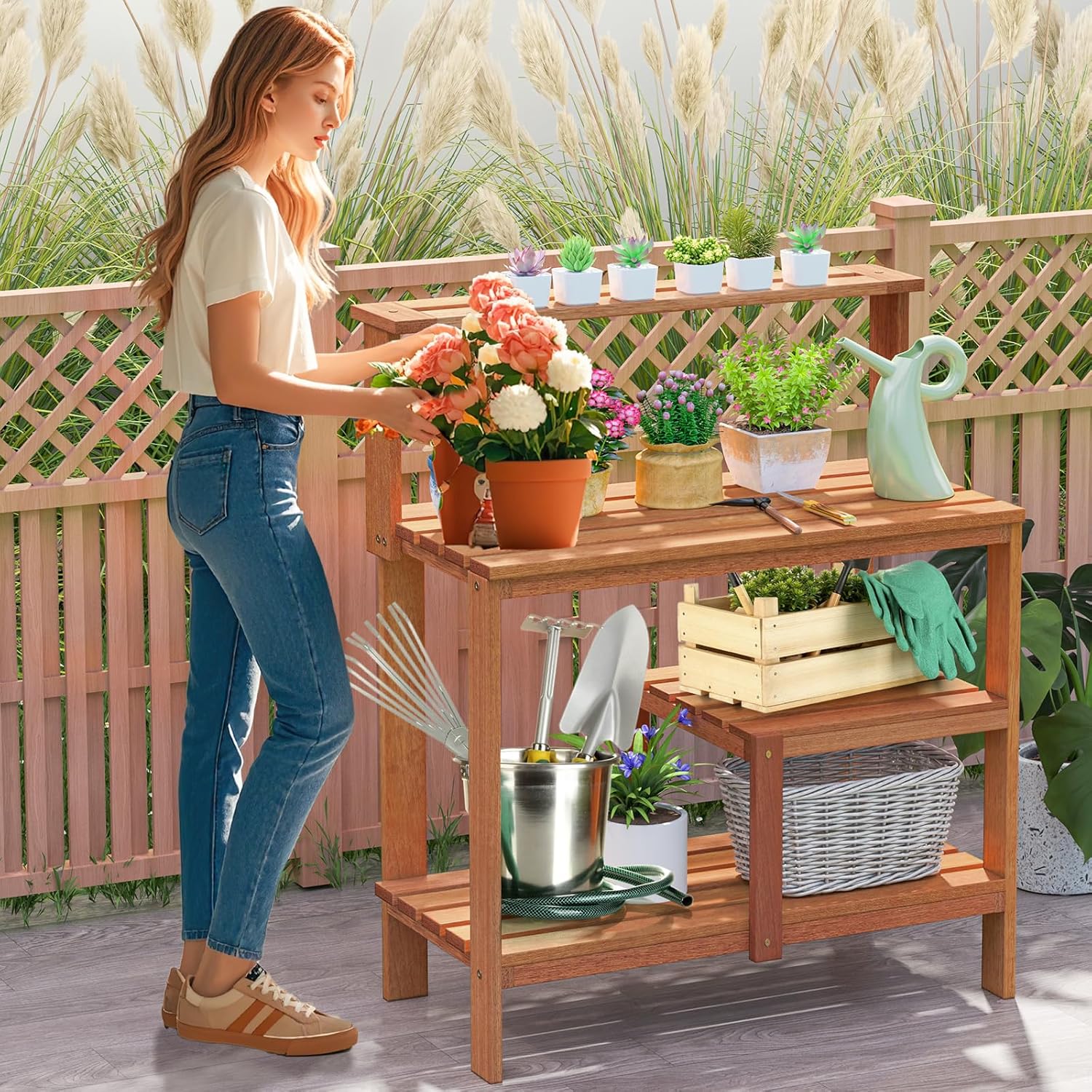 Potting Bench Table, Outdoor W – обзор и цена Woodworking Oil Finish